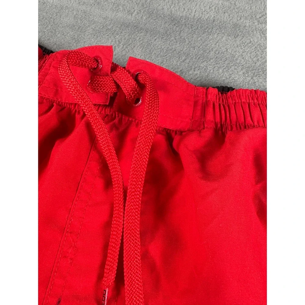 Speedo‎ Mens Swim Trunks Red Black Colorblock Board Shorts XL Waterproof Pocket